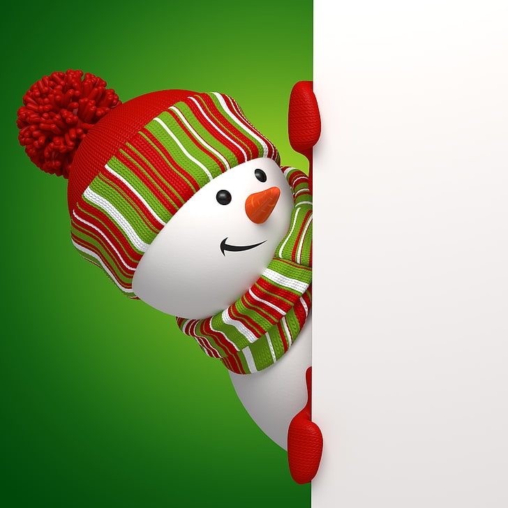 Snowman illustration, snowman, christmas, new year, cute, banner, HD wallpaper