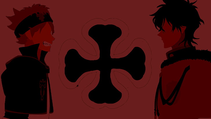 Anime, Schwarzklee, Asta (Schwarzklee), Schwarz, Rot, Yuno (Schwarzklee), HD-Hintergrundbild