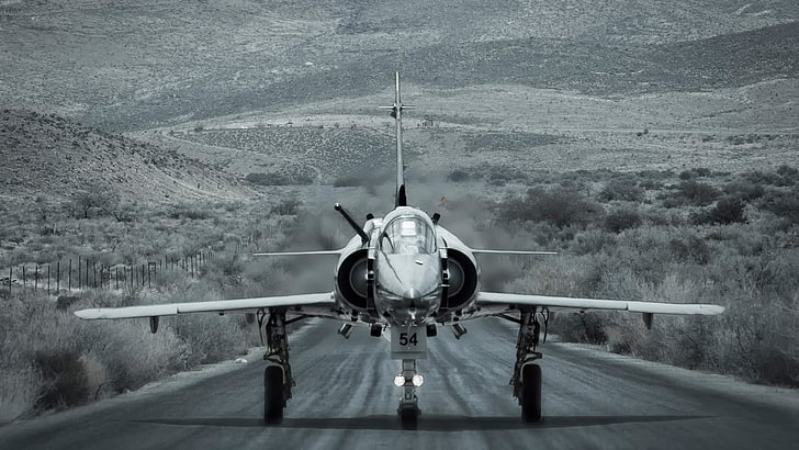 Mirage 2000, avión, monocromo, militar, avión de combate, Fondo de pantalla HD