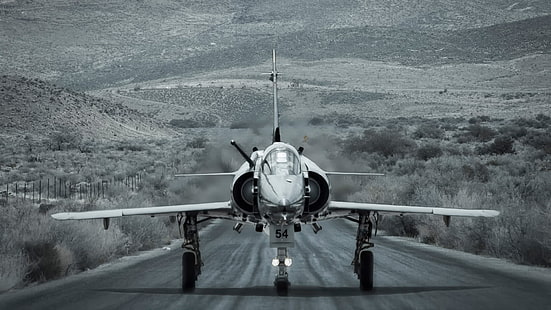Mirage 2000, aircraft, monochrome, military, jet fighter, HD wallpaper HD wallpaper