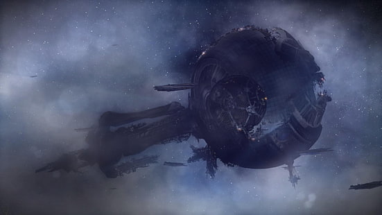 nave espacial negra, Mass Effect, Mass Effect 3, videojuegos, The Crucible, ilustraciones, Fondo de pantalla HD HD wallpaper