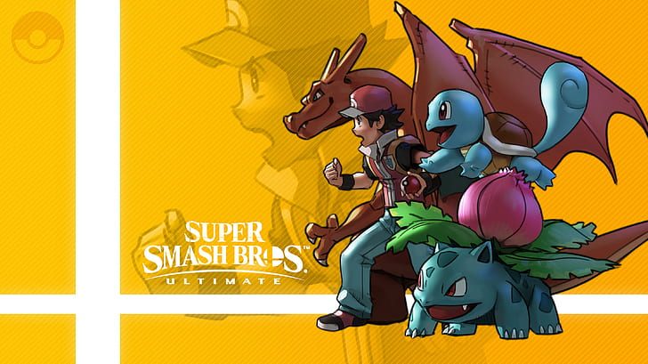 Video Game, Super Smash Bros. Ultimate, Charizard (Pokémon), Ivysaur (Pokémon), Trainer Pokémon, Squirtle (Pokémon), Wallpaper HD