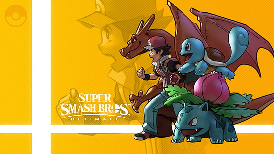 วิดีโอเกม, Super Smash Bros. Ultimate, Charizard (Pokémon), Ivysaur (Pokémon), Pokémon Trainer, Squirtle (Pokémon), วอลล์เปเปอร์ HD HD wallpaper