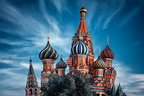 Katedral, Katedral Saint Basil, Dome, Moskow, Rusia, Wallpaper HD HD wallpaper