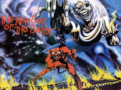 Iron Maiden HD, номерът на звяра живопис, музика, желязо, мома, HD тапет HD wallpaper