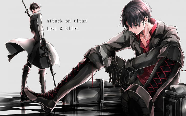Attack on tita, guns, attack on titan levi and ellen, guys, Attack on titan, Levi, Ellen, guns, HD wallpaper