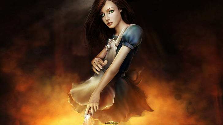 Alice: Madness Returns, morena, fuego, ojos verdes, Fondo de pantalla HD |  Wallpaperbetter