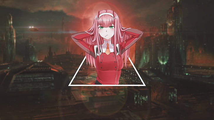 anime, anime girls, picture-in-picture, Zero Two (Darling in the FranXX), Darling in the FranXX, pink hair, HD wallpaper