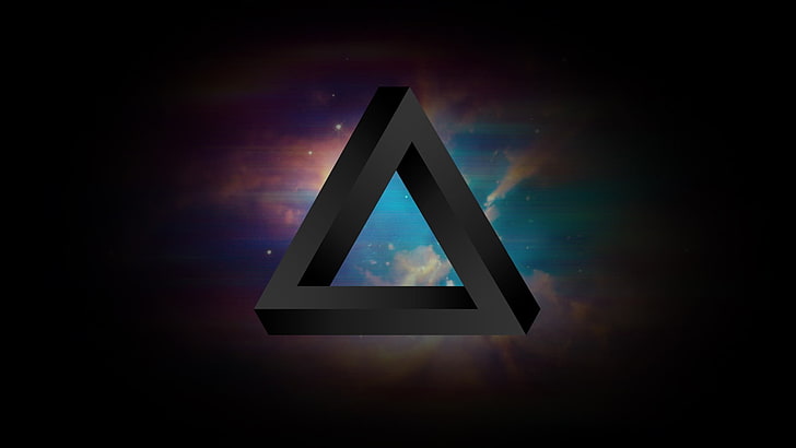 черный треугольный логотип иллюстрации, аннотация, треугольник Пенроуза, HD обои