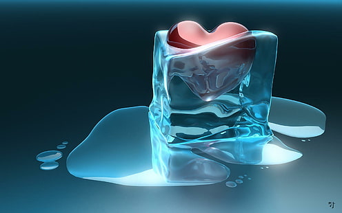3d Cg Digital Art Artistic Mood Emotion Love Romance Valentine Heart Ice Humor Funny Water Liquid Background Pictures, 3d, artistic, background, digital, emotion, funny, heart, humor, liquid, love, mood, pictures, romance, valentine, water, HD wallpaper HD wallpaper