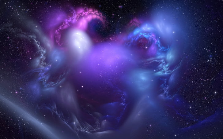 purple and multicolored galaxy digital wallpaper, explosion, sky, spots, bright, points, HD wallpaper