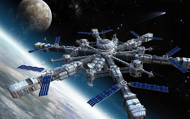 Space Planet Shuttle Station Docking 2880×1800 Desktop hd-wallpaper, HD wallpaper
