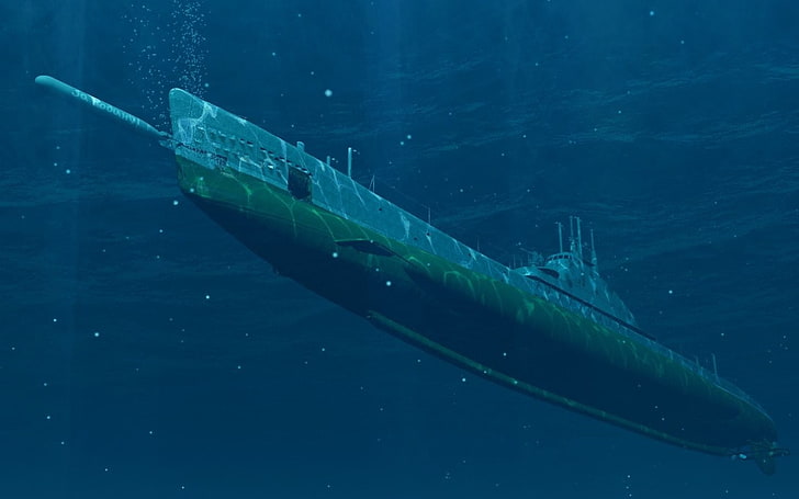 gray submarine, submarine, silent hunter, torpedo, military, vehicle, underwater, HD wallpaper