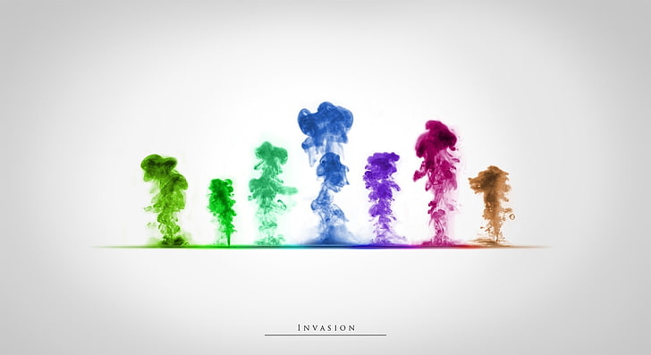 Invasion, Rauch in verschiedenen Farben, Aero, Regenbogen, HD-Hintergrundbild