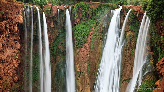 Ouzoud滝、マラケシュの近く、モロッコ、滝、 HDデスクトップの壁紙 HD wallpaper