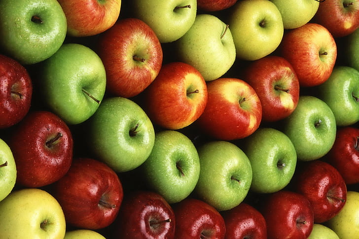 apel, warna-warni, buah, simetri, Wallpaper HD