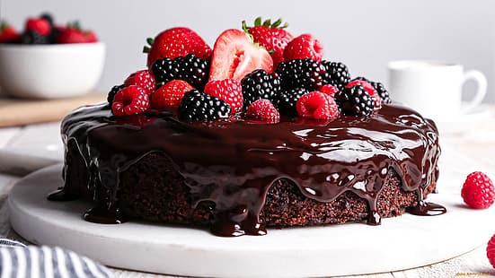  cake, sweets, food, berries, fruit, HD wallpaper HD wallpaper