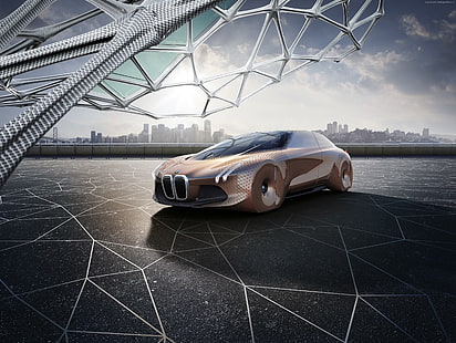 автомобили будущего, автомобили класса люкс, BMW Vision Next 100, HD обои HD wallpaper