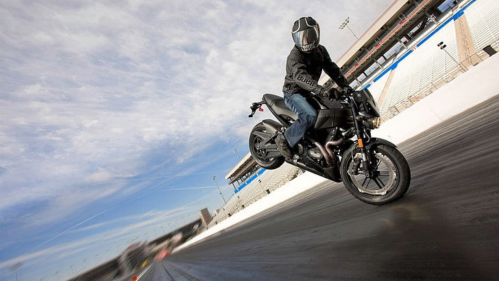 sepeda olahraga hitam, sepeda motor, stunt, pria, pengendara motor, sepeda, Wallpaper HD