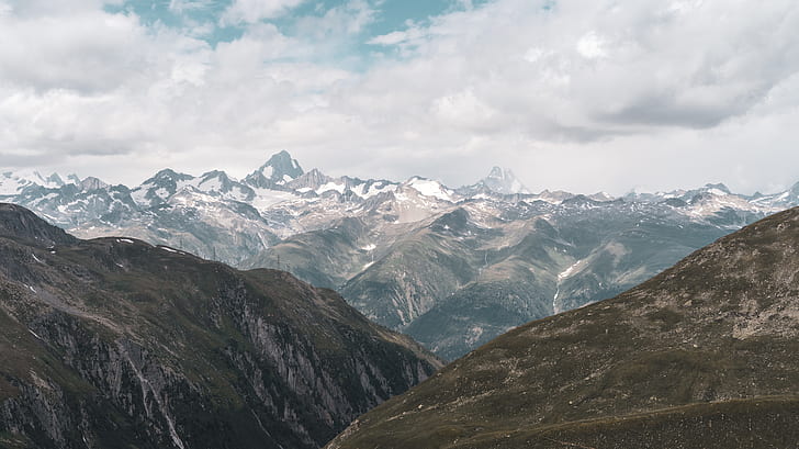 nufenenpass, Alpes, montagnes, Suisse, neige, Fond d'écran HD