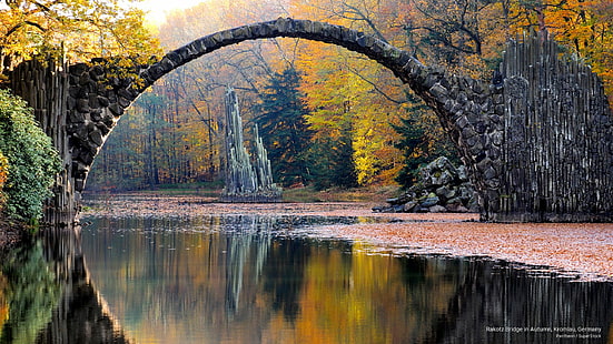 Ракоц мост осенью, Кромлау, Германия, осень, HD обои HD wallpaper