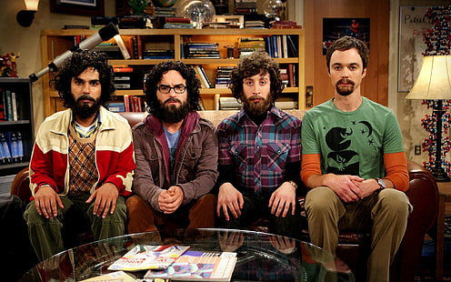 Big Bang Theory karaktärer, Big Bang teorin, skägg, Sheldon, Leonard, Howard, Raj, HD tapet HD wallpaper