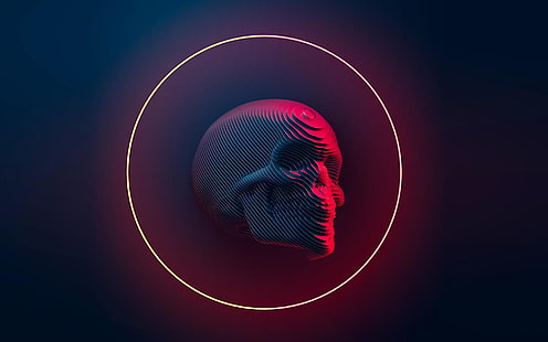  digital, skull, Blender, neon, HD wallpaper HD wallpaper