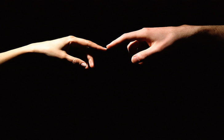 hands, fingers, love, touch, black, HD wallpaper