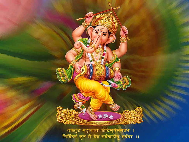 Lord Ganesha Dancing, Ganesha illustration, God, Lord Ganesha, Ganesha, dance, Lord, Tapety HD
