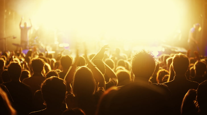 حفلة موسيقية ، صورة ظلية للناس ، موسيقى ، حفلة موسيقية، خلفية HD