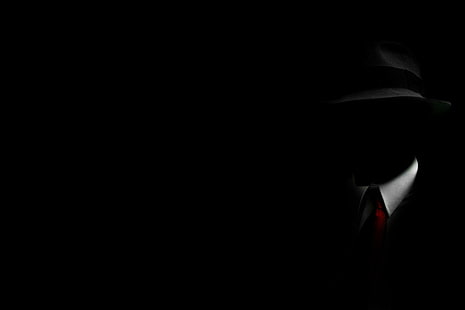 Fotografia, preto, homem, chapéu, camisa branca, gravata vermelha, fundo escuro, fotografia, preto, homem, chapéu, camisa branca, gravata vermelha, fundo escuro, HD papel de parede HD wallpaper