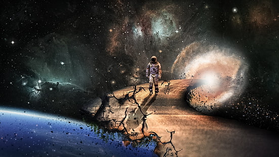lukisan astronot, Antarbintang (film), jalan, waktu, Bumi, lubang cacing, ruang, seni ruang angkasa, Wallpaper HD HD wallpaper