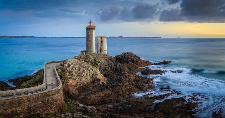 hdr, ocean, lighthouse, Phare du petit minou, HD wallpaper