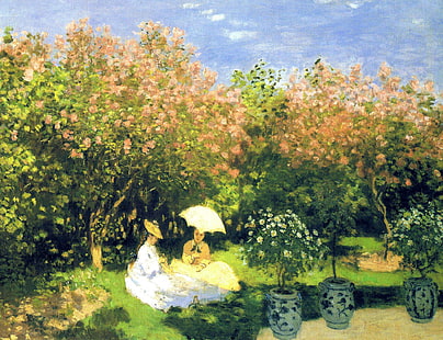 пейзаж, картина, градина, Клод Моне, HD тапет HD wallpaper