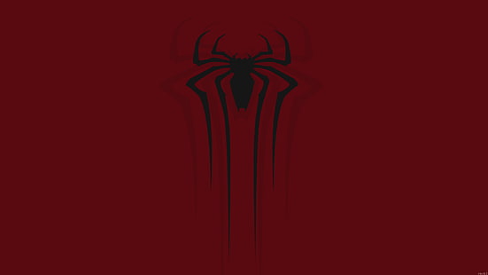 Логотип Marvel Spider-Man, человек-паук, стена, кинематографическая вселенная Marvel, минимализм, HD обои HD wallpaper