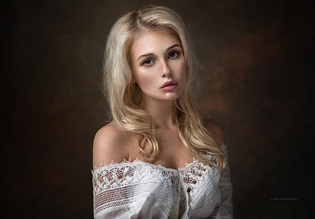 женщины, блондинка, портрет, лицо, Денис Дрожжин, модель, Кристина, HD обои HD wallpaper