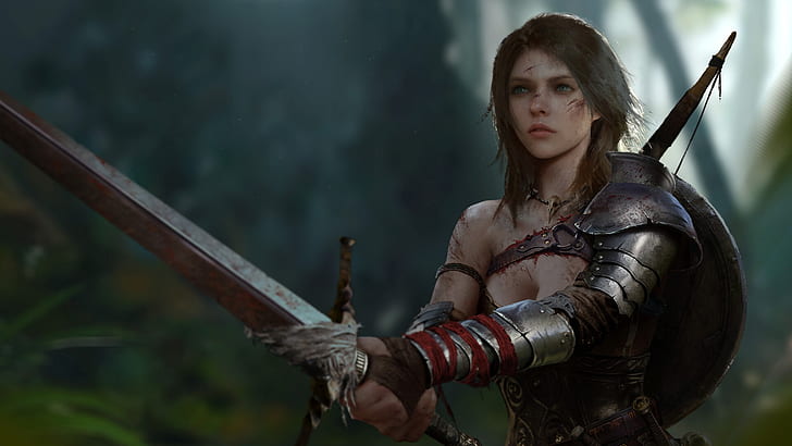 Fantasy, Women Warrior, Girl, Sword, Woman Warrior, HD tapet