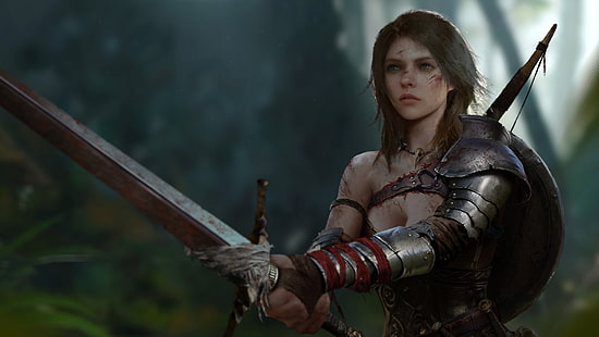 Фэнтези, женщина-воин, девушка, меч, женщина-воин, HD обои HD wallpaper