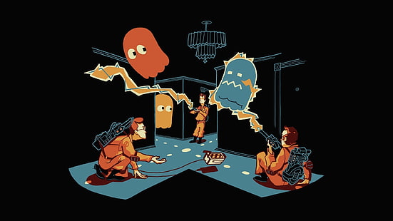 Ghostbusters, Pac-Man, karya seni, crossover, Wallpaper HD HD wallpaper
