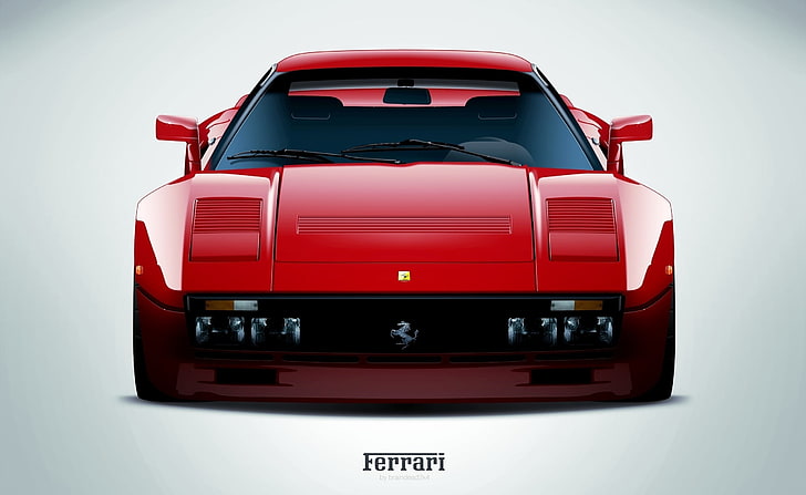 Ferrari 288 GTO vermelho, ilustração de carro vermelho Ferrari, motores, carros clássicos, Ferrari, HD papel de parede