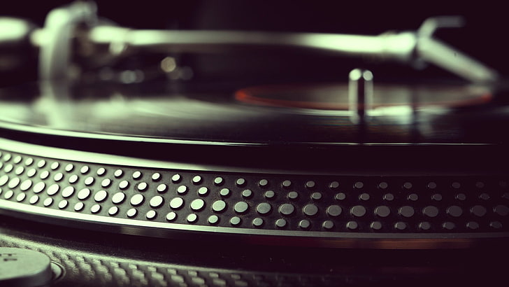 schwarzer Vinylspieler, Schärfentiefe, Vinyl, Musik, HD-Hintergrundbild