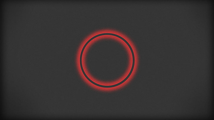 丸い赤と黒のロゴ、円、ミニマリズム、 HDデスクトップの壁紙