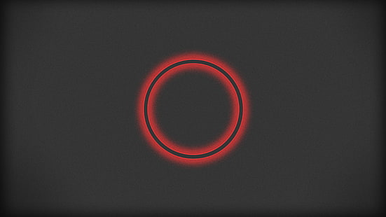 丸い赤と黒のロゴ、円、ミニマリズム、 HDデスクトップの壁紙 HD wallpaper