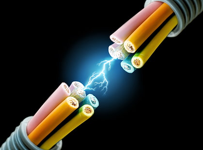 Kabel, gelbe und rosa elektrische Drähte, Aero, Creative, Energie, Leistung, Elektrizität, Kabel, HD-Hintergrundbild HD wallpaper