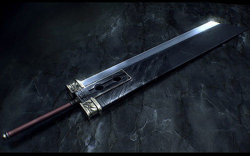 Black Buster Sword, Cloud Strife, Buster Sword, Final Fantasy VII, videojuegos, Fondo de pantalla HD HD wallpaper