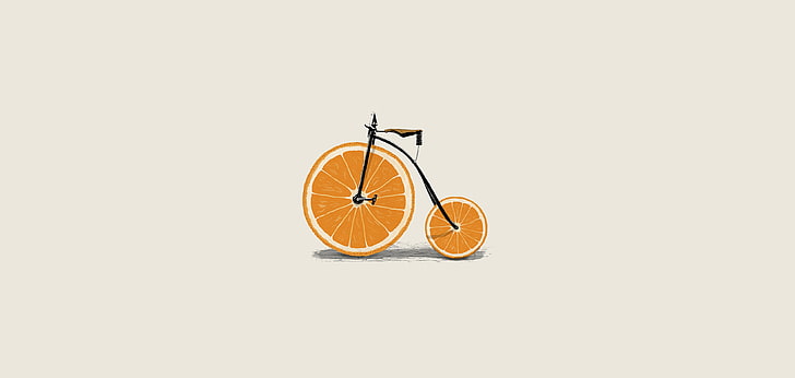 orange and black bike vector art, bike, great, orange, minimalism, vector, wheel, slices, illustration, HD wallpaper