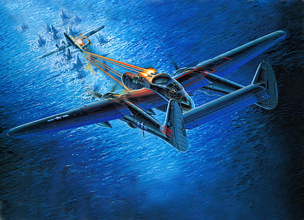 air force, military aircraft, Northrop P-61 Black Widow, painting, artwork, aircraft, HD wallpaper HD wallpaper