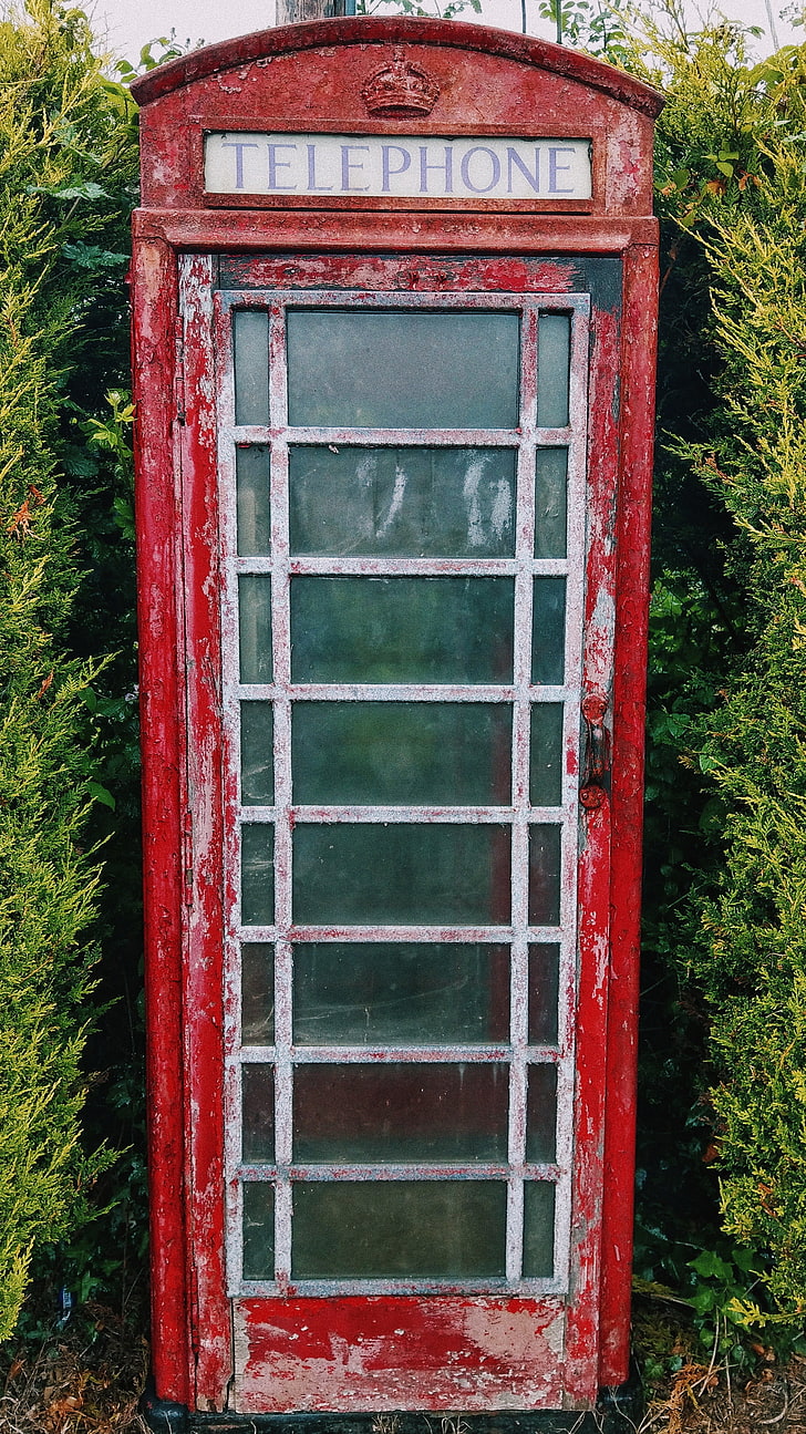 telephone booth, old, shabby, HD wallpaper