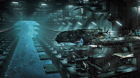 Science-Fiction, Raumstation, Futuristisch, Weltraum, Weltraumhafen, Raumschiff, HD-Hintergrundbild HD wallpaper