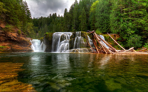 Пинчот Гиффорд Лесной водопад Красивый пейзаж Нижний Льюис Ривер Фолс Вашингтон США Hd Обои для рабочего стола 2560 × 1600, HD обои HD wallpaper